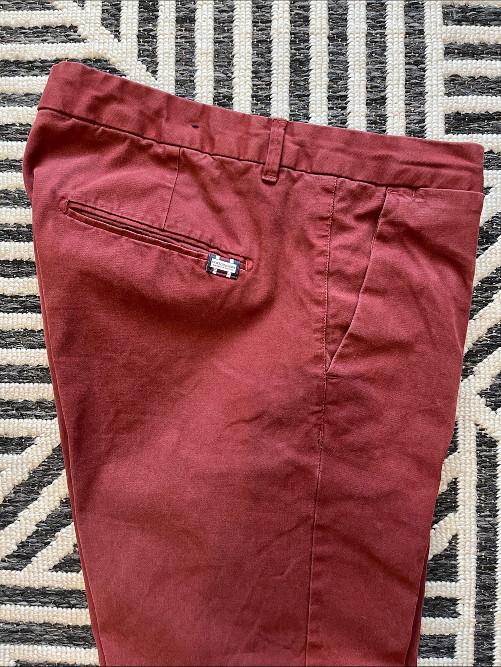 Scotch & Soda Men's Deep Burgundy Chino Pants